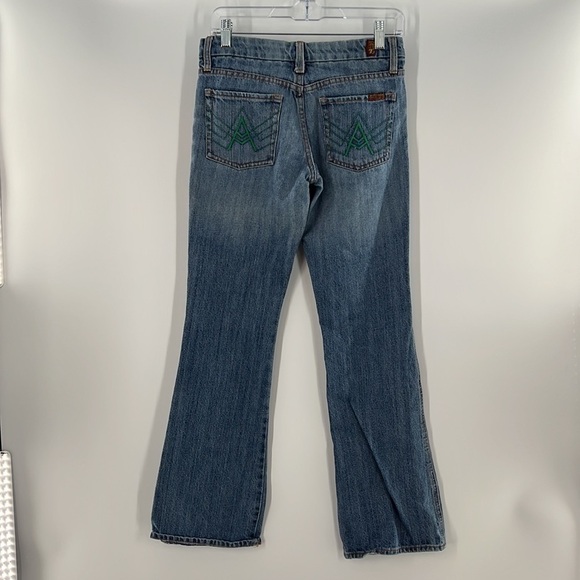 VINTAGE 7 FOR ALL MAMKIND LOW RISE FADED JEANS 28 BOOTCUT LIGHT FLARE - Picture 2 of 7